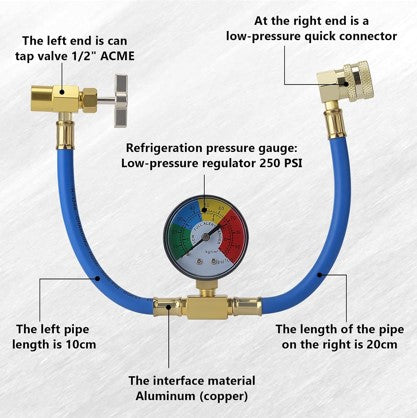 R134A Refrigerant Charge Hose, AC Recharge Hose with Gauge