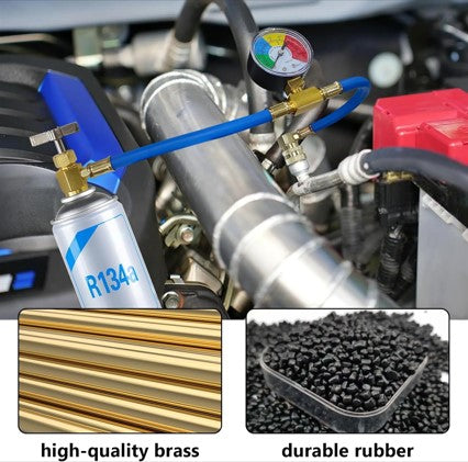 R134A Refrigerant Charge Hose, AC Recharge Hose with Gauge